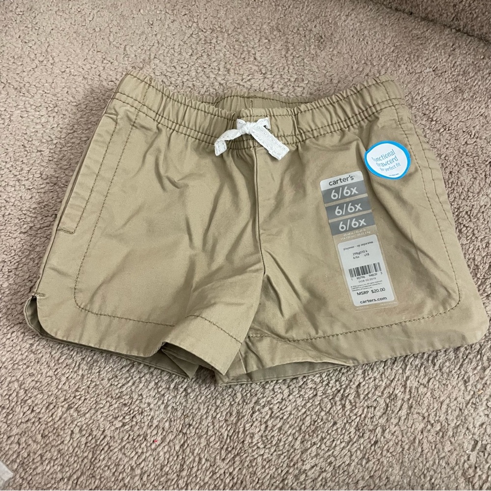 Carter's Beige Kids Shorts with White Drawstring